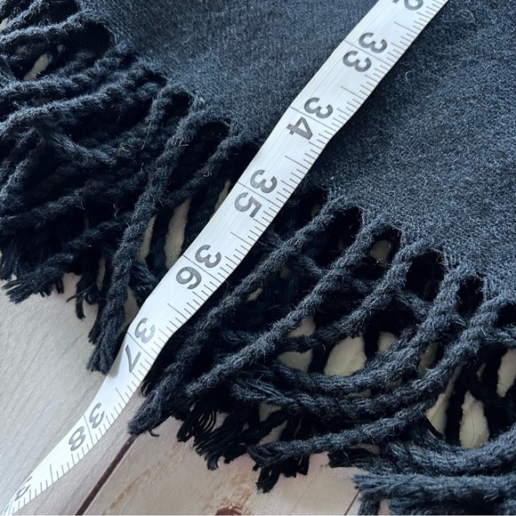 Vintage Cabincore Wool Blend Fringe Maxi Skirt Plaid and Black size M - Picture 7 of 7